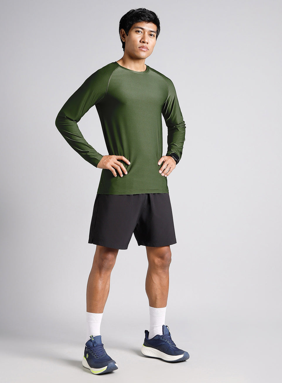 Men's Dark Green Base Layer Run Full Sleeve T-shirt