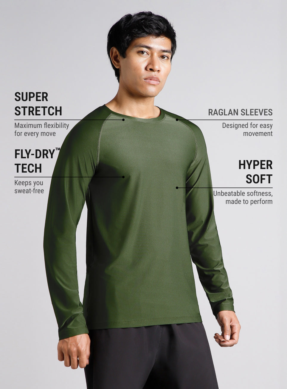 Men's Dark Green Base Layer Run Full Sleeve T-shirt