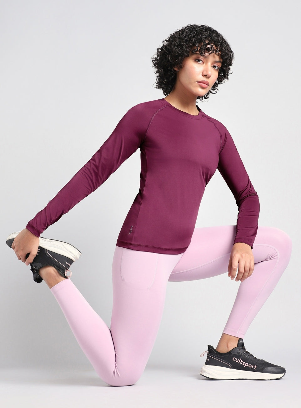 Women's Base Layer Wine Compression Running Top