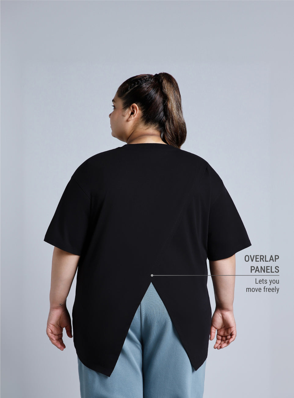 Women's Black You Define You Back Overlap Plus Size Oversized T-shirt