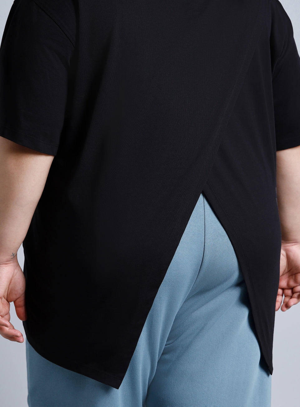 Women's Black You Define You Back Overlap Plus Size Oversized T-shirt