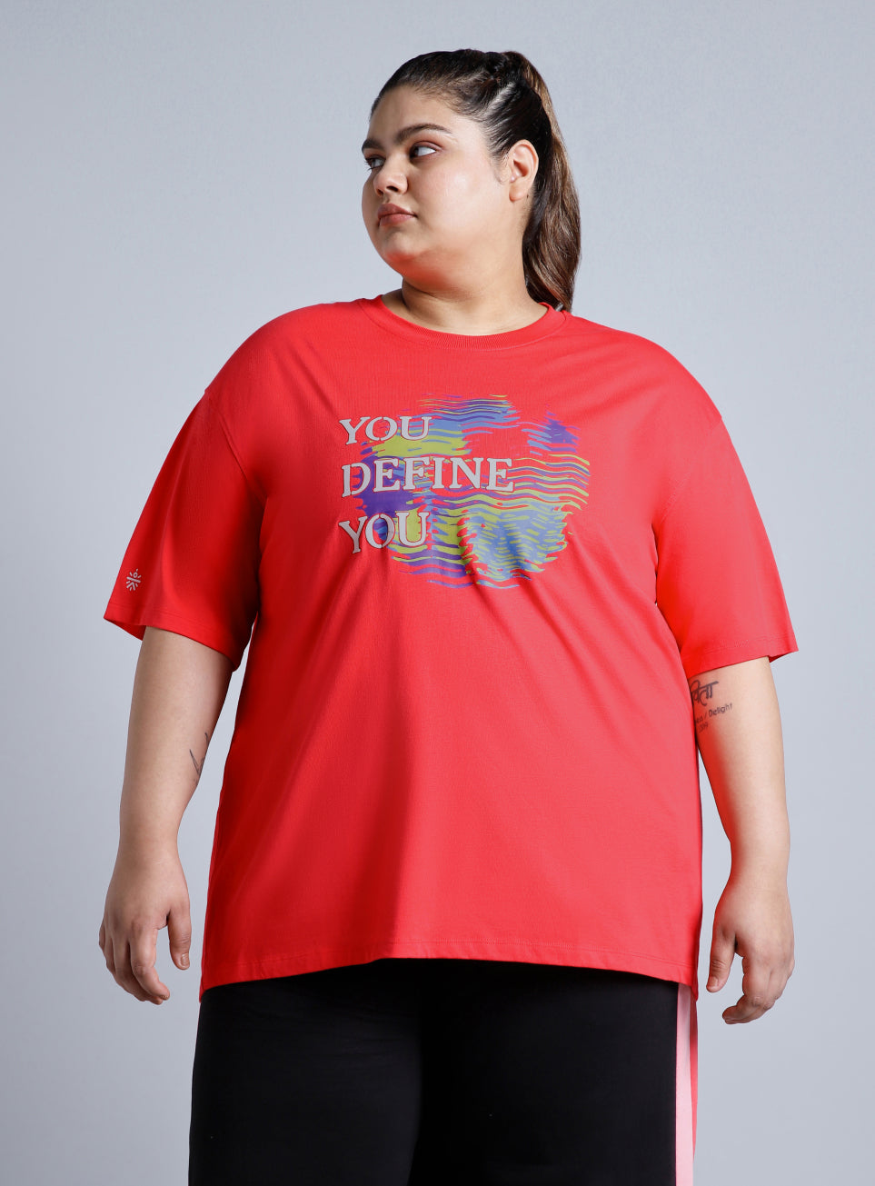 Women's Red You Define You Back Overlap Plus Sized Oversize T-shirt