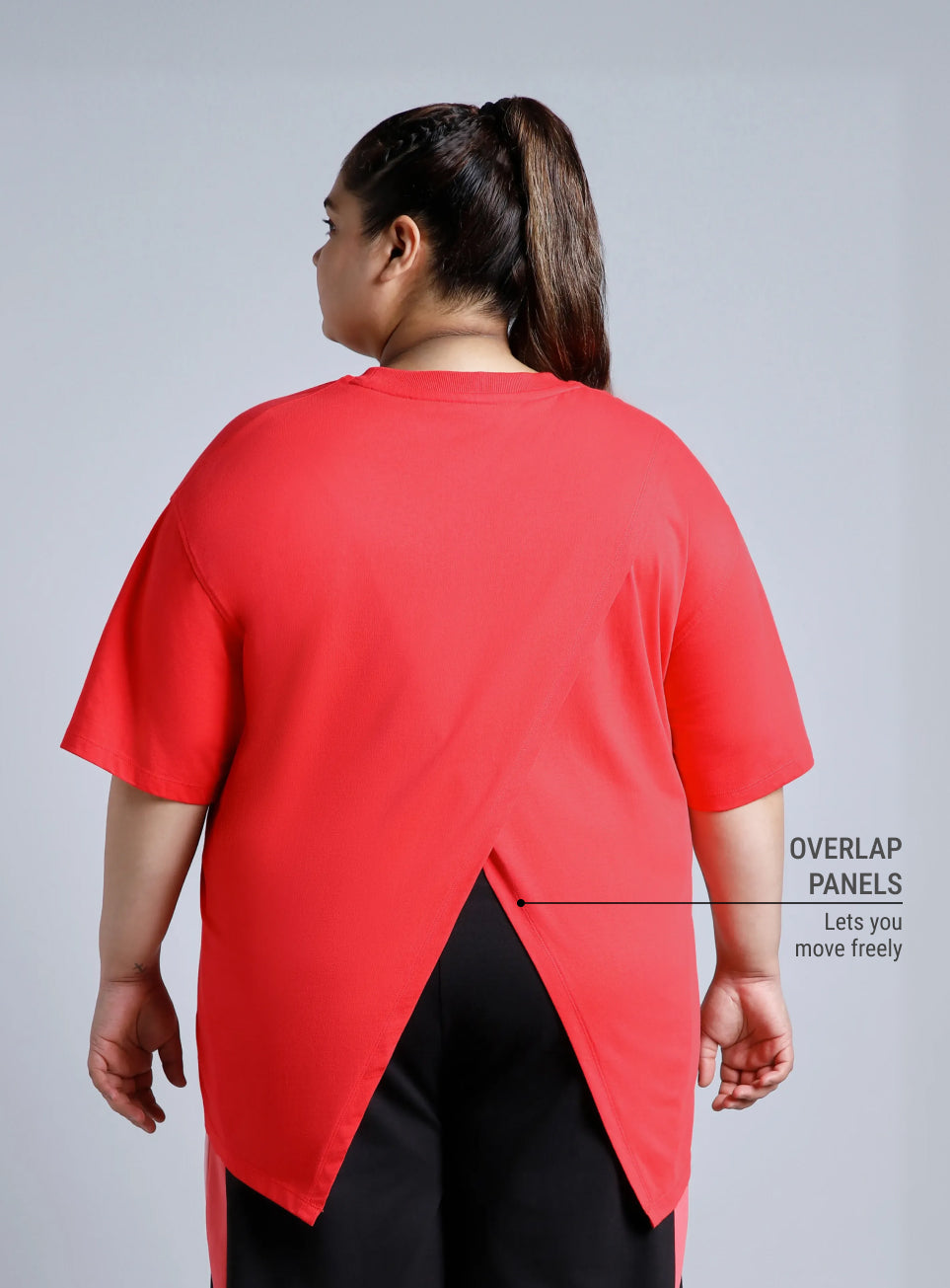Women's Red You Define You Back Overlap Plus Sized Oversize T-shirt