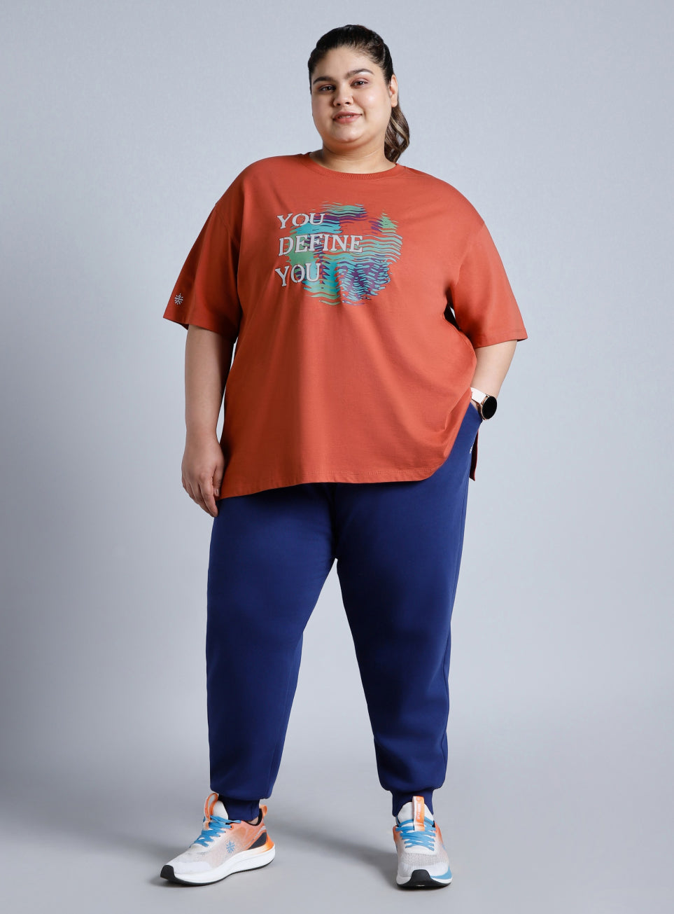 Women's Tan You Define You Back Overlap Plus Size Oversized T-shirt