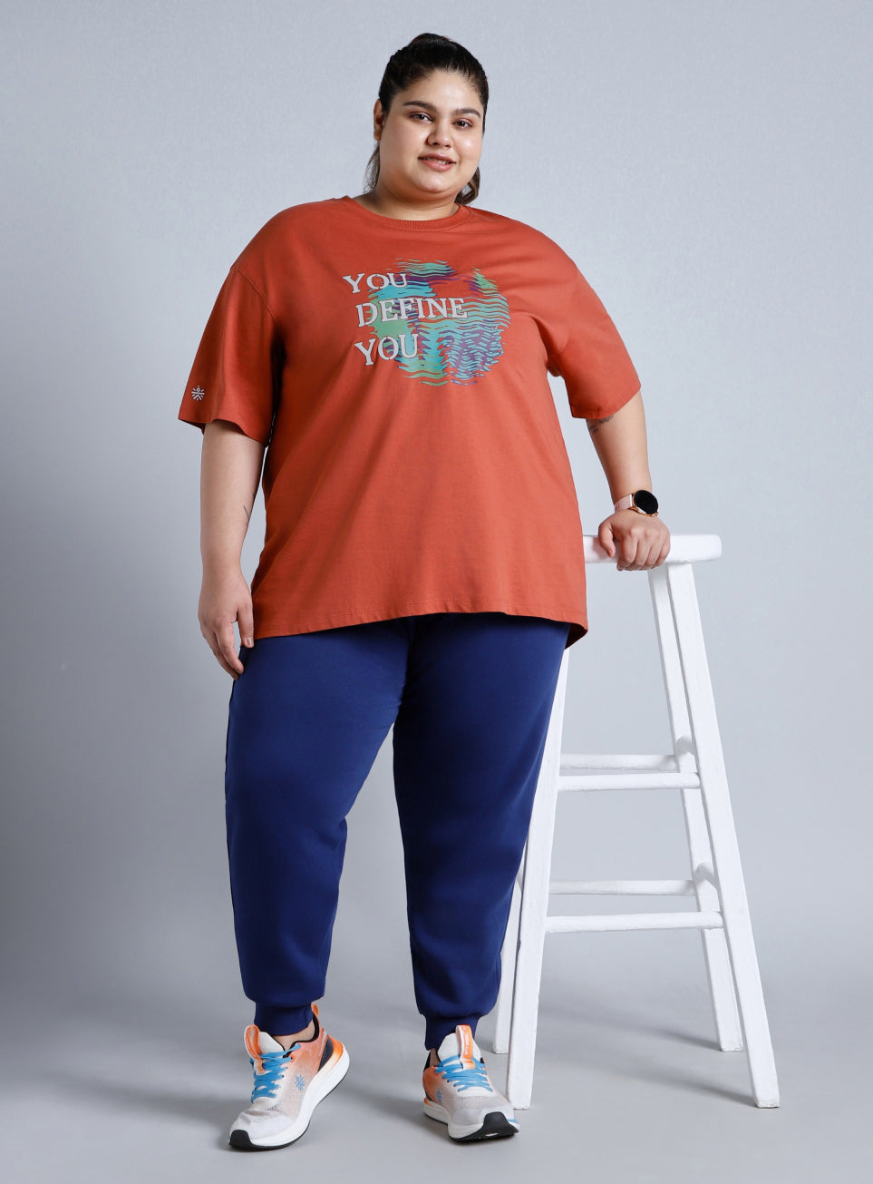 Women's Tan You Define You Back Overlap Plus Size Oversized T-shirt