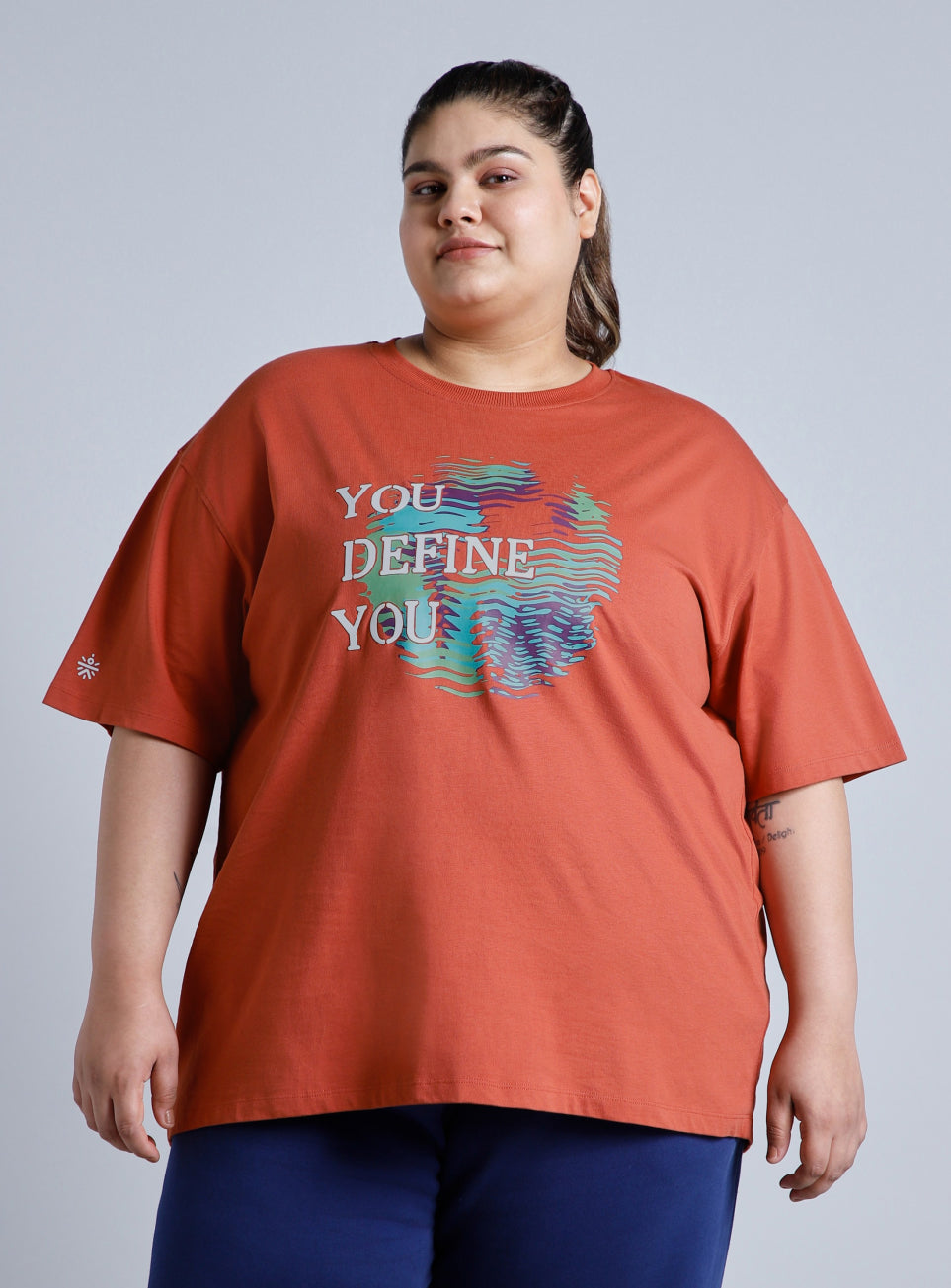 Women's Tan You Define You Back Overlap Plus Size Oversized T-shirt