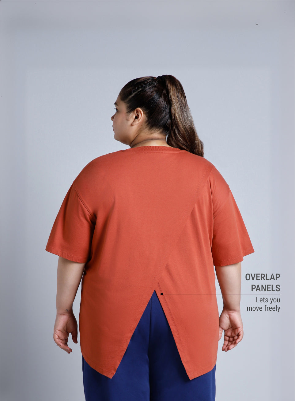 Women's Tan You Define You Back Overlap Plus Size Oversized T-shirt