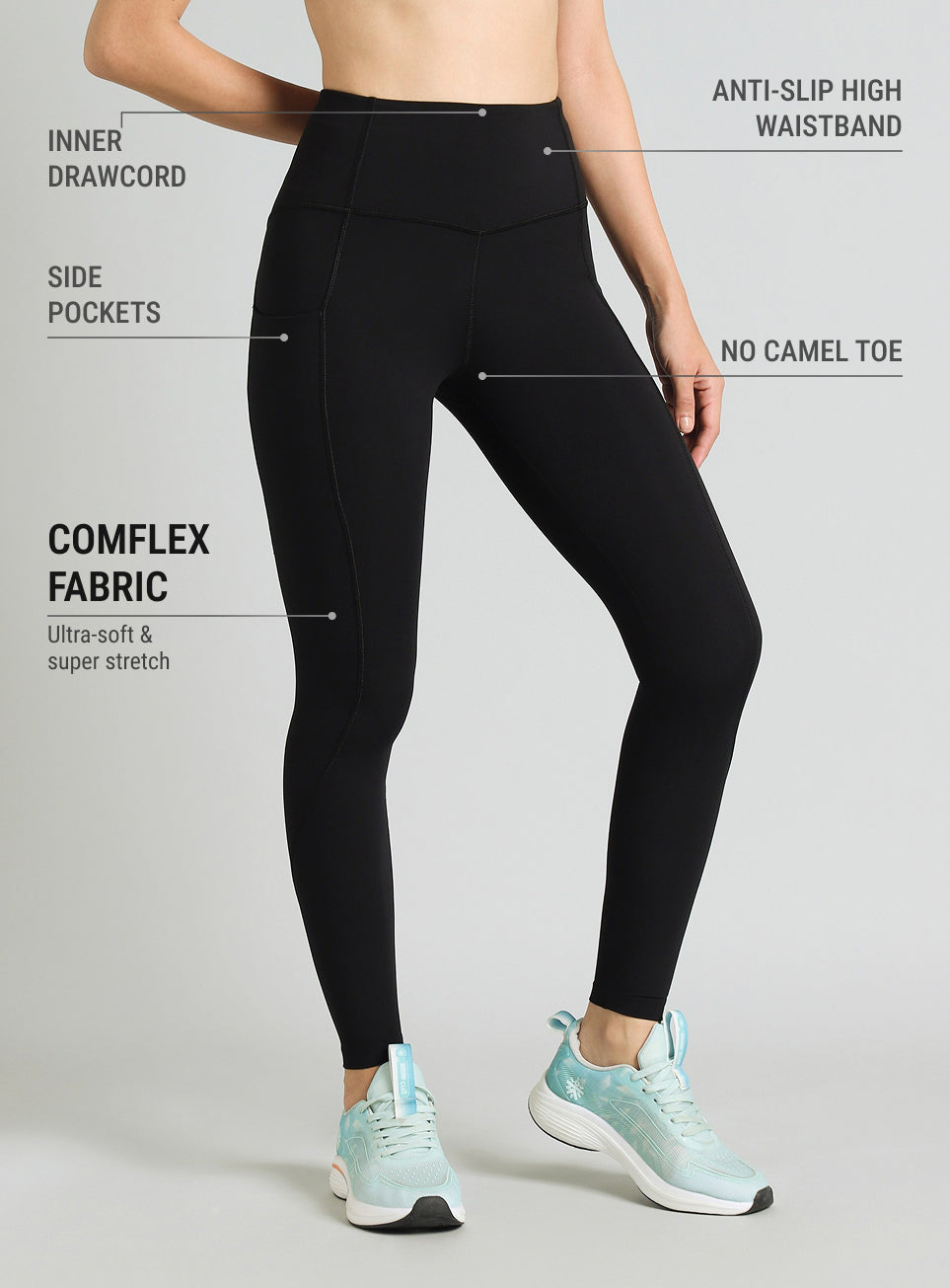 Women's Black Flow Form Yoga COMFlex Tights