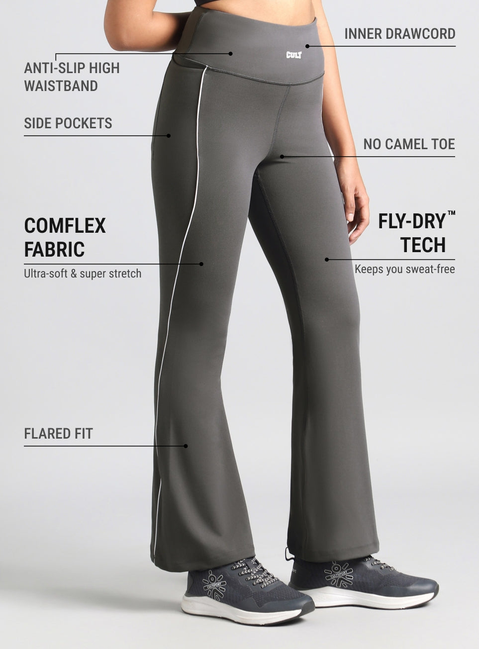 Women's Grey Combat Training COMFlex Training Flarepants