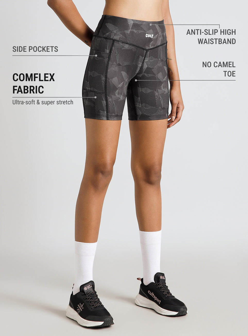 Women's Black Urban Camo Combat COMFlex Cycling Shorts
