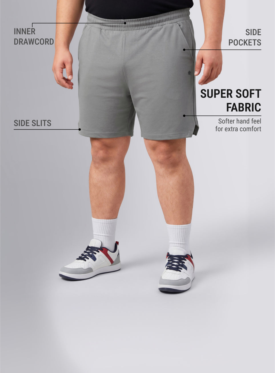 Men's Grey Move All Day Plus Size Shorts