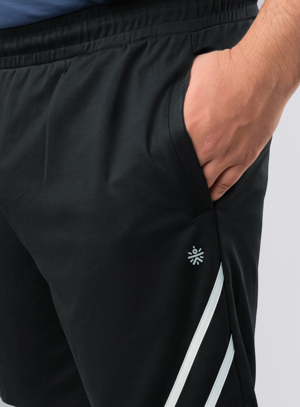 Men's Black Contrast Panel Plus Size Shorts