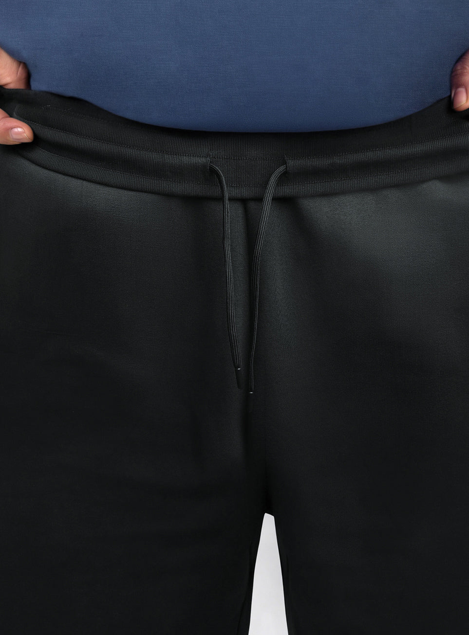 Men's Black Contrast Panel Plus Size Shorts