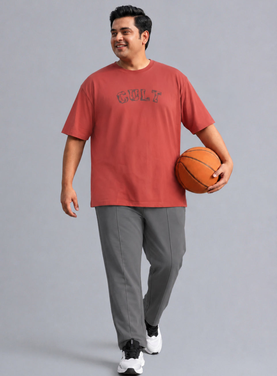 Men's Grey All Day Play Plus Size Straight Fit Trackpants