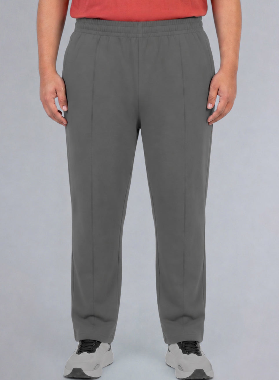 Men's Grey All Day Play Plus Size Straight Fit Trackpants