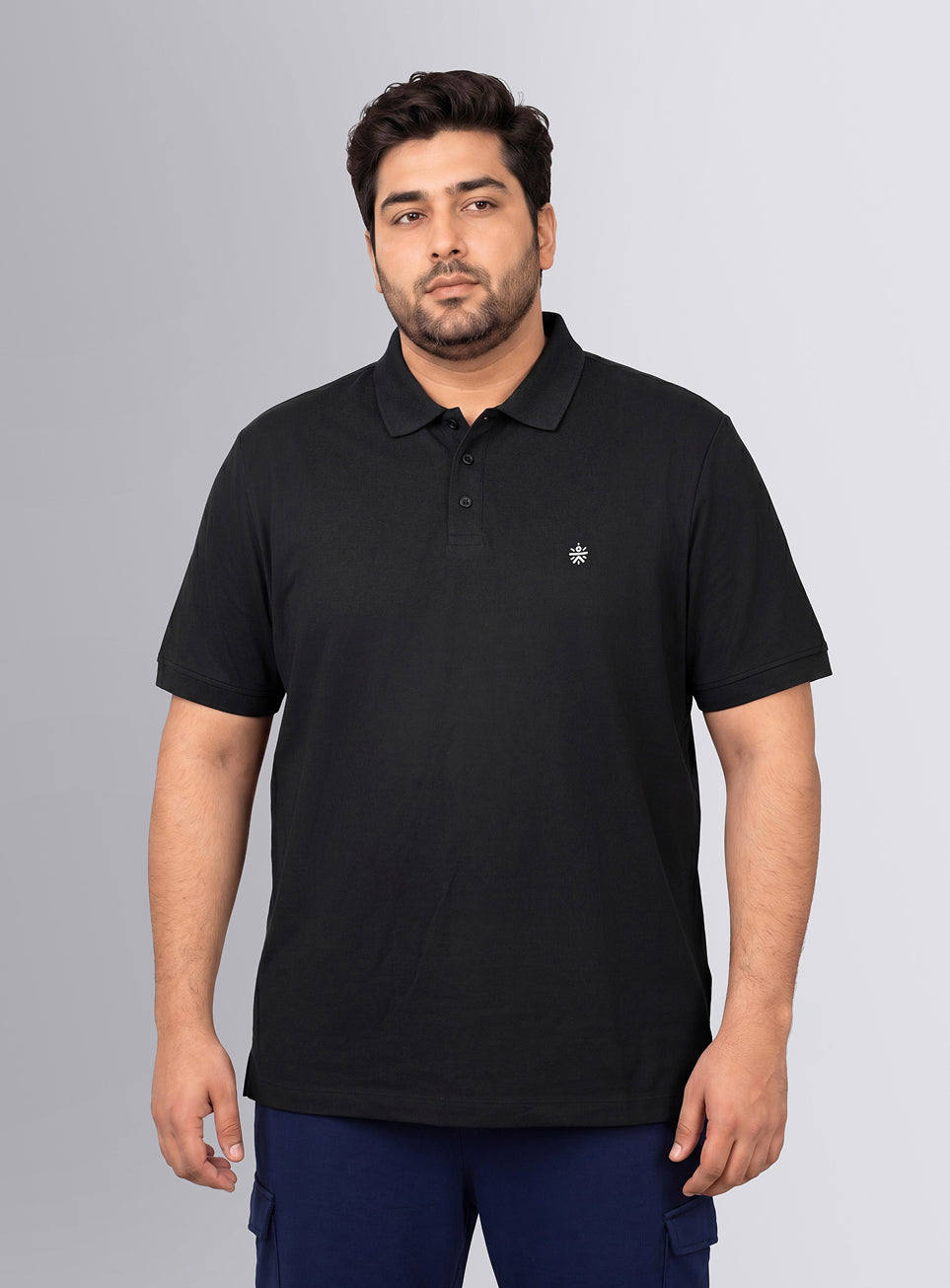 Men's Black All Day Play Plus Size Polo T-shirt