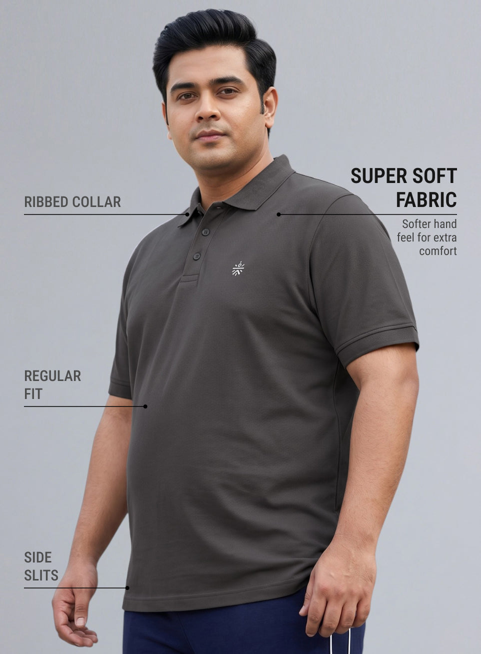Men's Dark Grey All Day Play Polo T-shirt