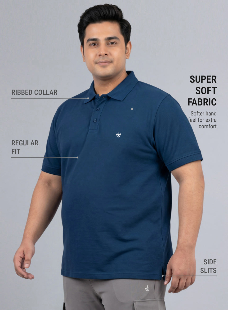 Men's Navy All Day Play Plus Size Polo T-shirt
