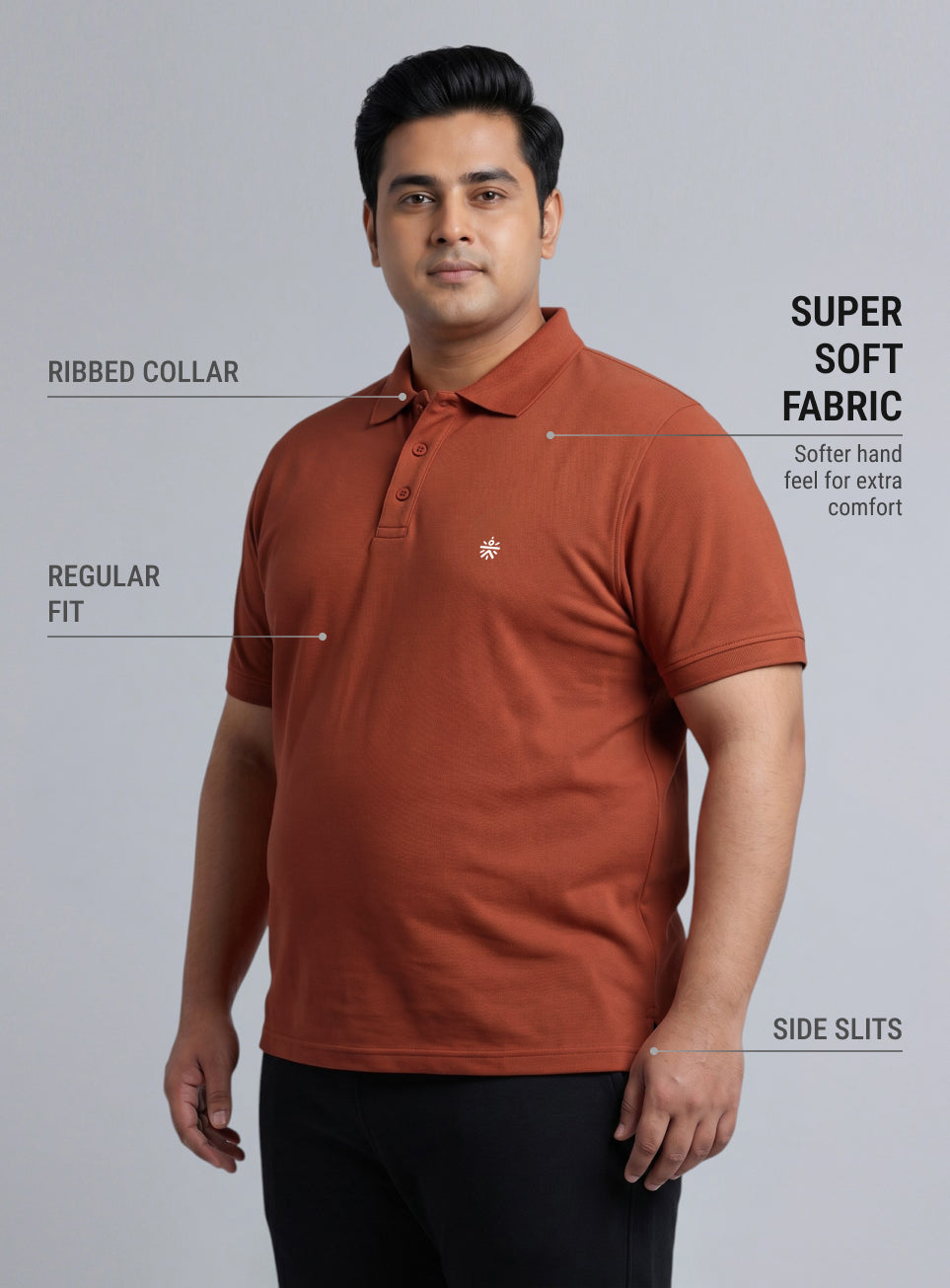 Men's Rust All Day Play Plus Size Polo T-shirt