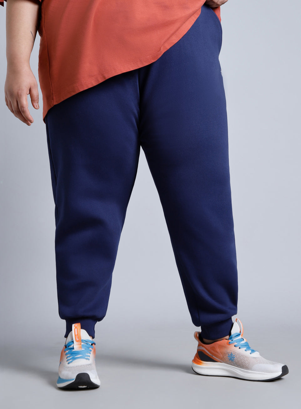 Women's Blue Cotton Plus Size Everyday Joggers