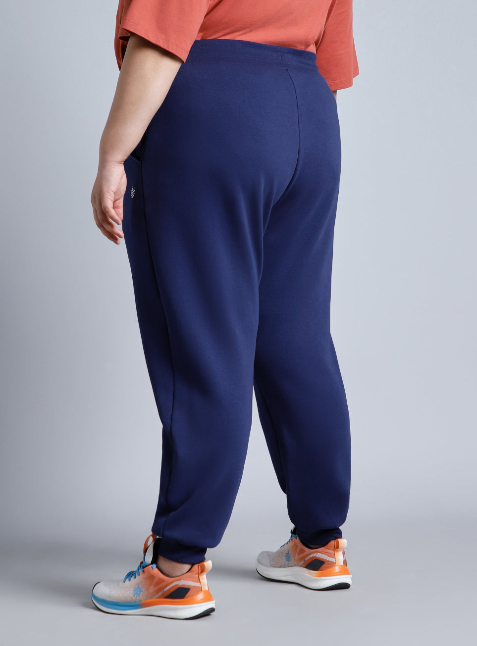 Women's Blue Cotton Plus Size Everyday Joggers