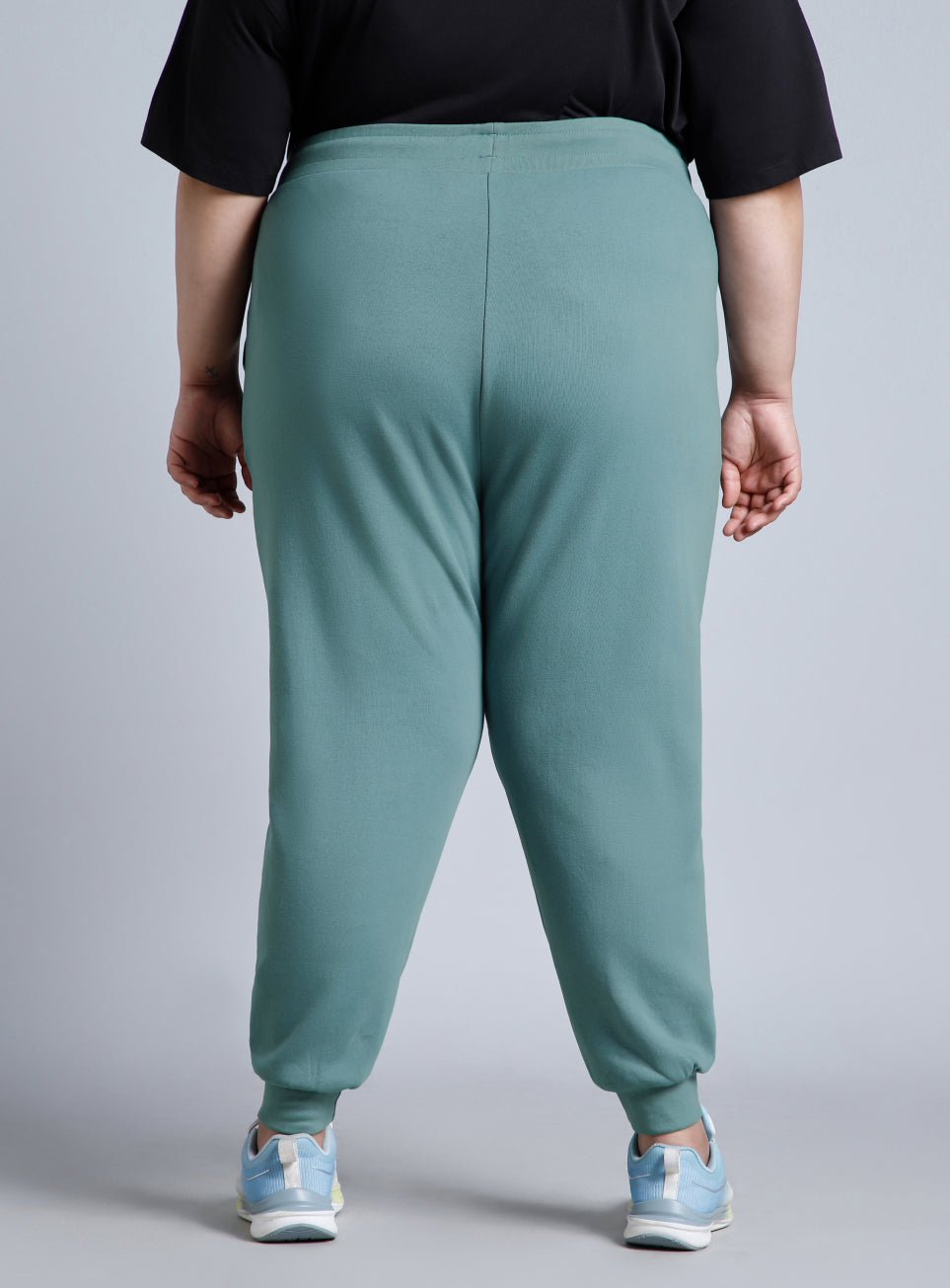 Women's Green Cotton Plus Size Everyday Joggers