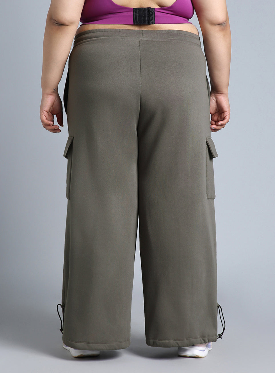 Women's Grey Plus Size Utility Joggers