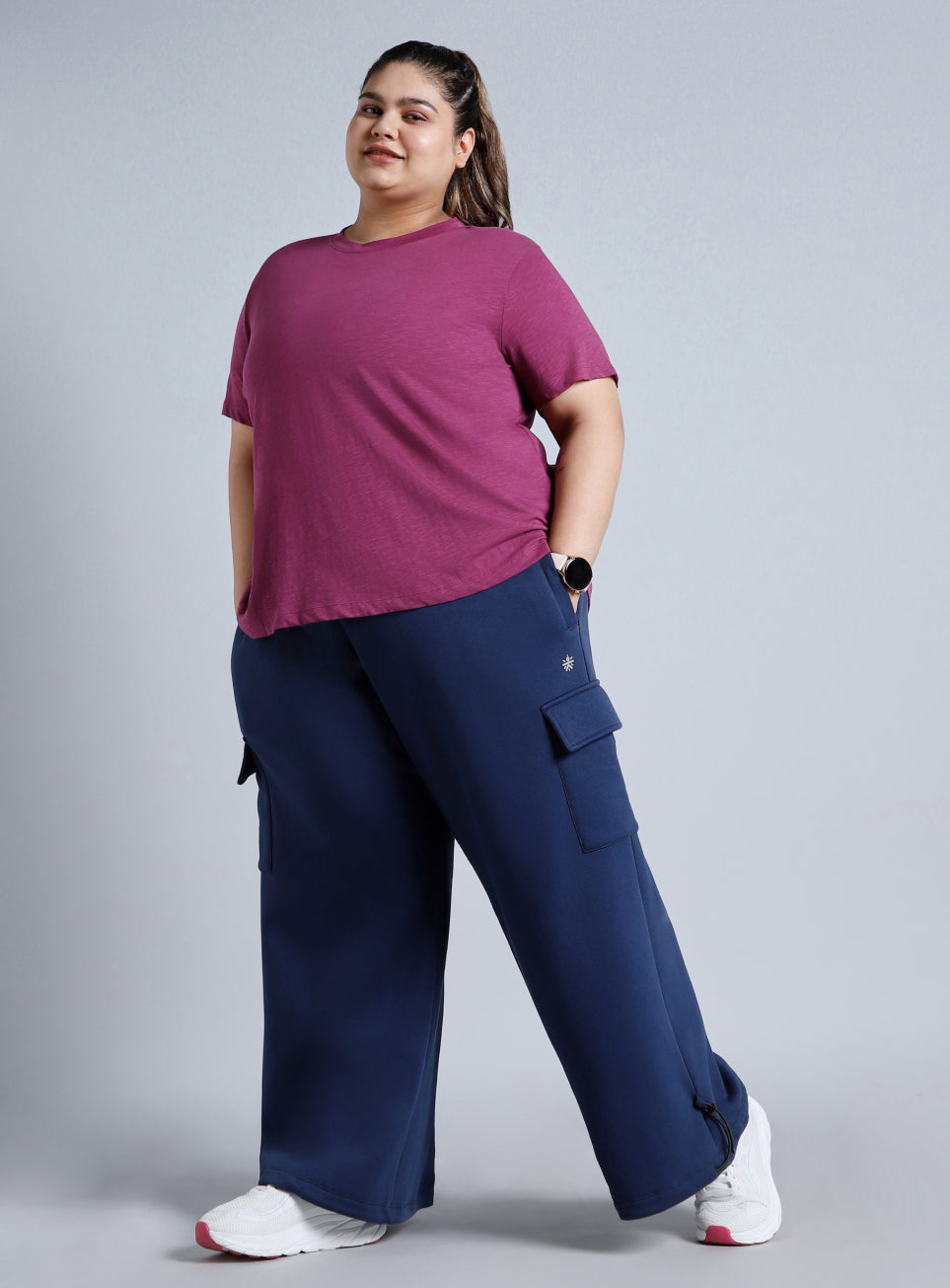 Women's Blue Plus Size Utility Joggers