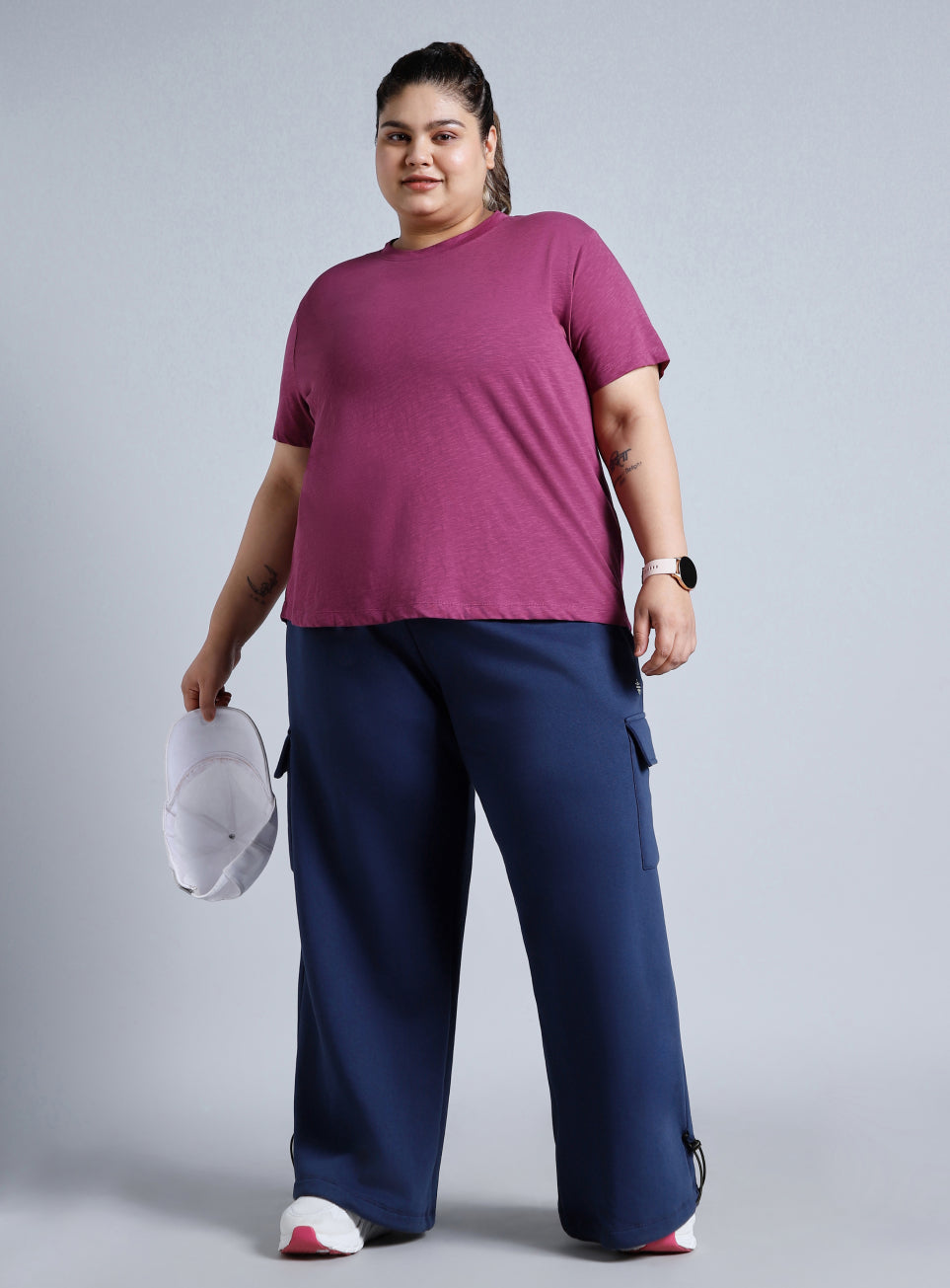 Women's Blue Plus Size Utility Joggers