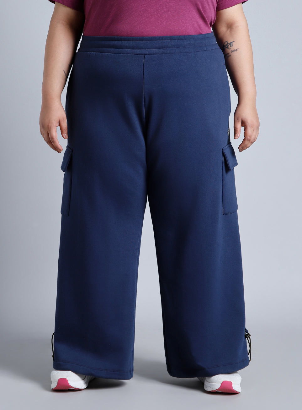 Women's Blue Plus Size Utility Joggers
