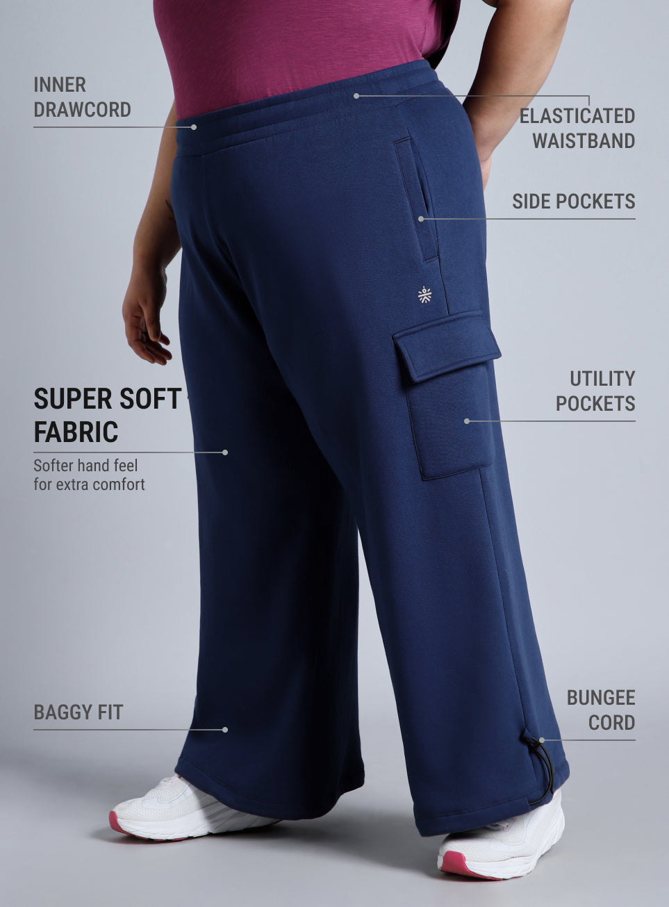 Women's Blue Plus Size Utility Joggers