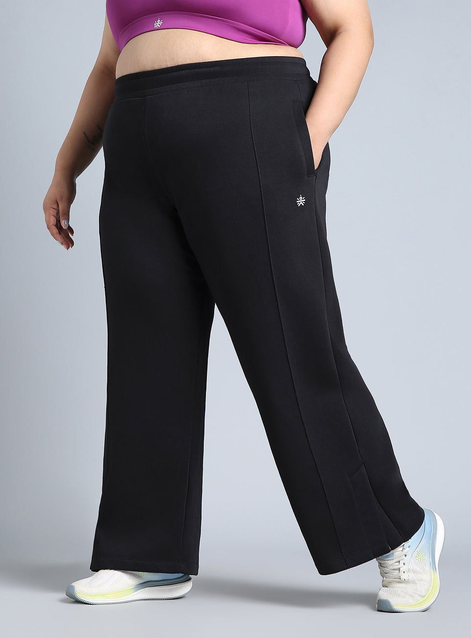 Women's Black Plus Size Everyday Cotton Trackpants