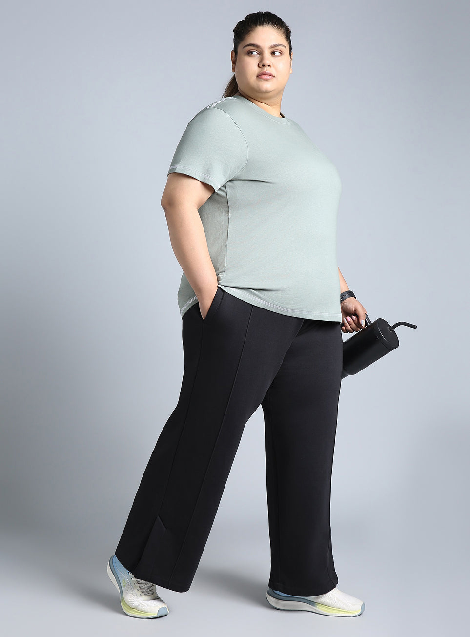 Women's Black Plus Size Everyday Cotton Trackpants