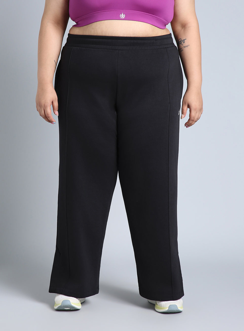 Women's Black Plus Size Everyday Cotton Trackpants