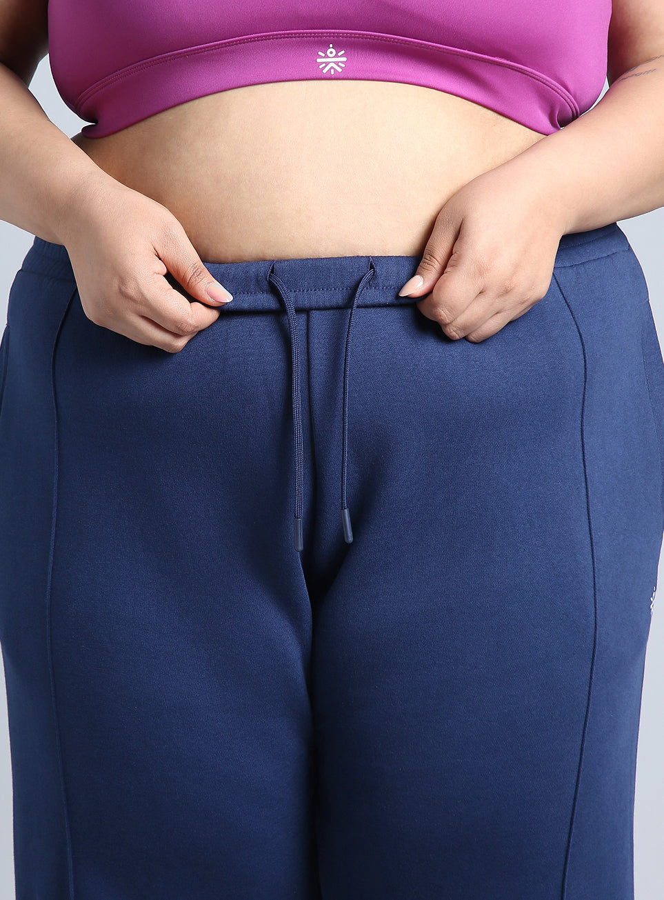 Women's Blue Plus Size Everyday Cotton Trackpants