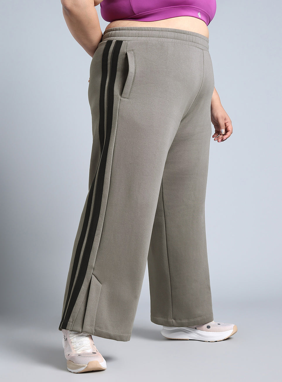 Women's Grey Plus Size Elevated Athleisure Trackpants