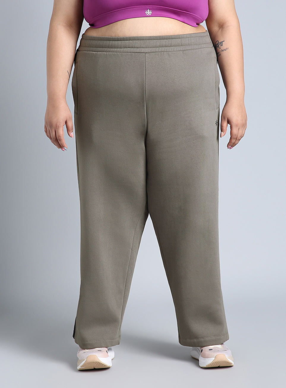 Women's Grey Plus Size Elevated Athleisure Trackpants