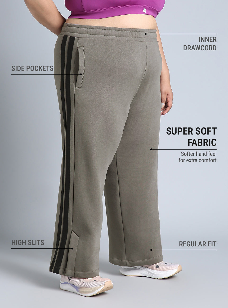 Women's Grey Plus Size Elevated Athleisure Trackpants