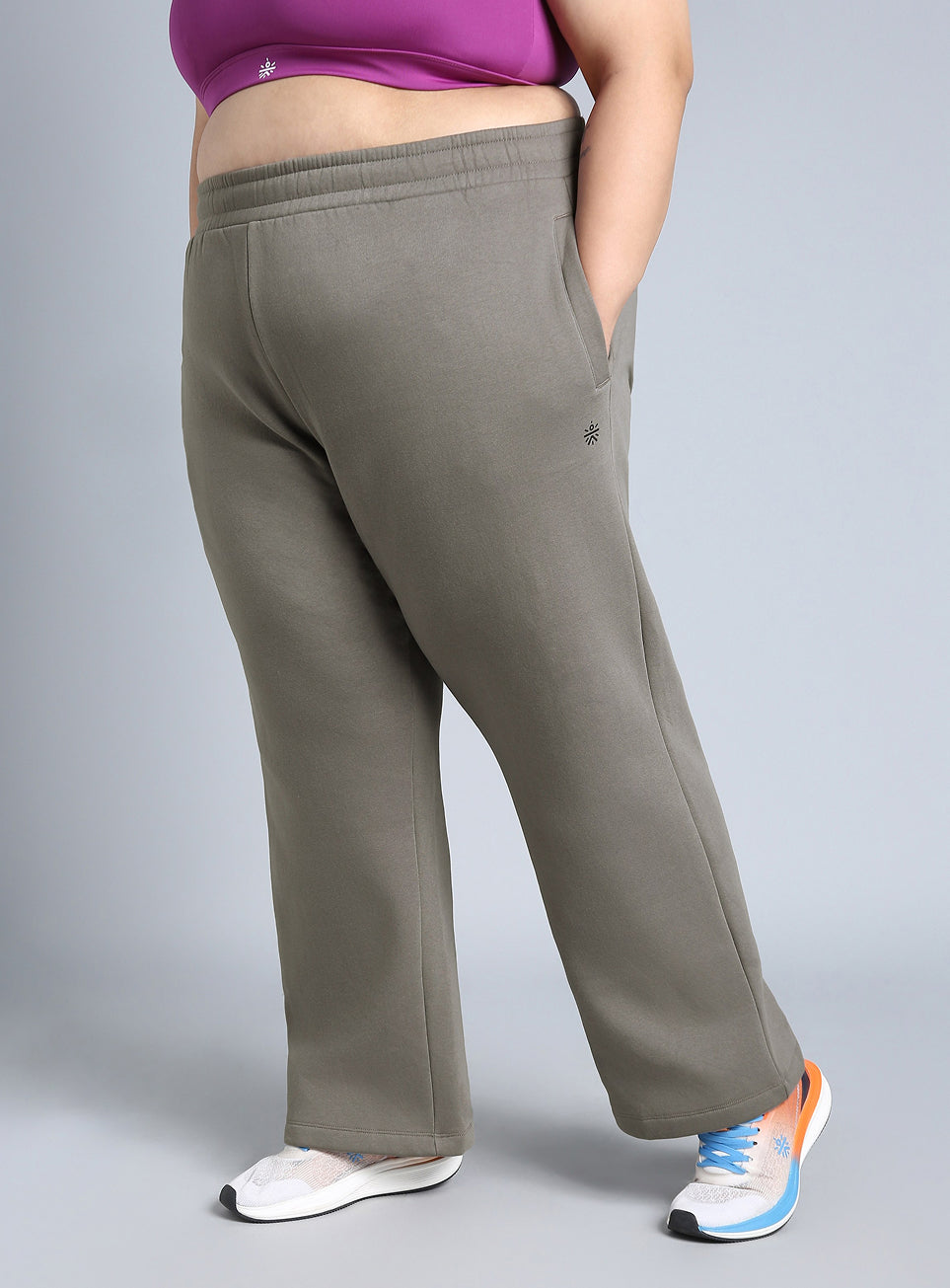 Women's Grey Plus Size Athleisure Trackpants