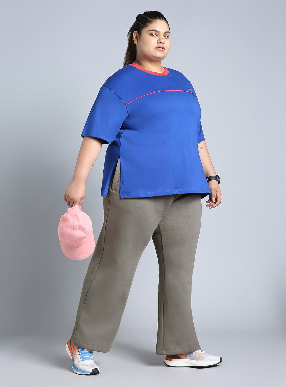 Women's Grey Plus Size Athleisure Trackpants