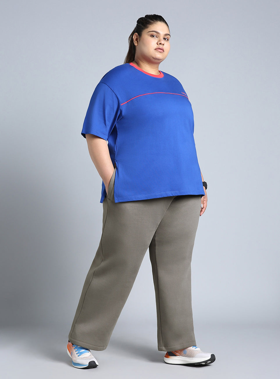 Women's Grey Plus Size Athleisure Trackpants