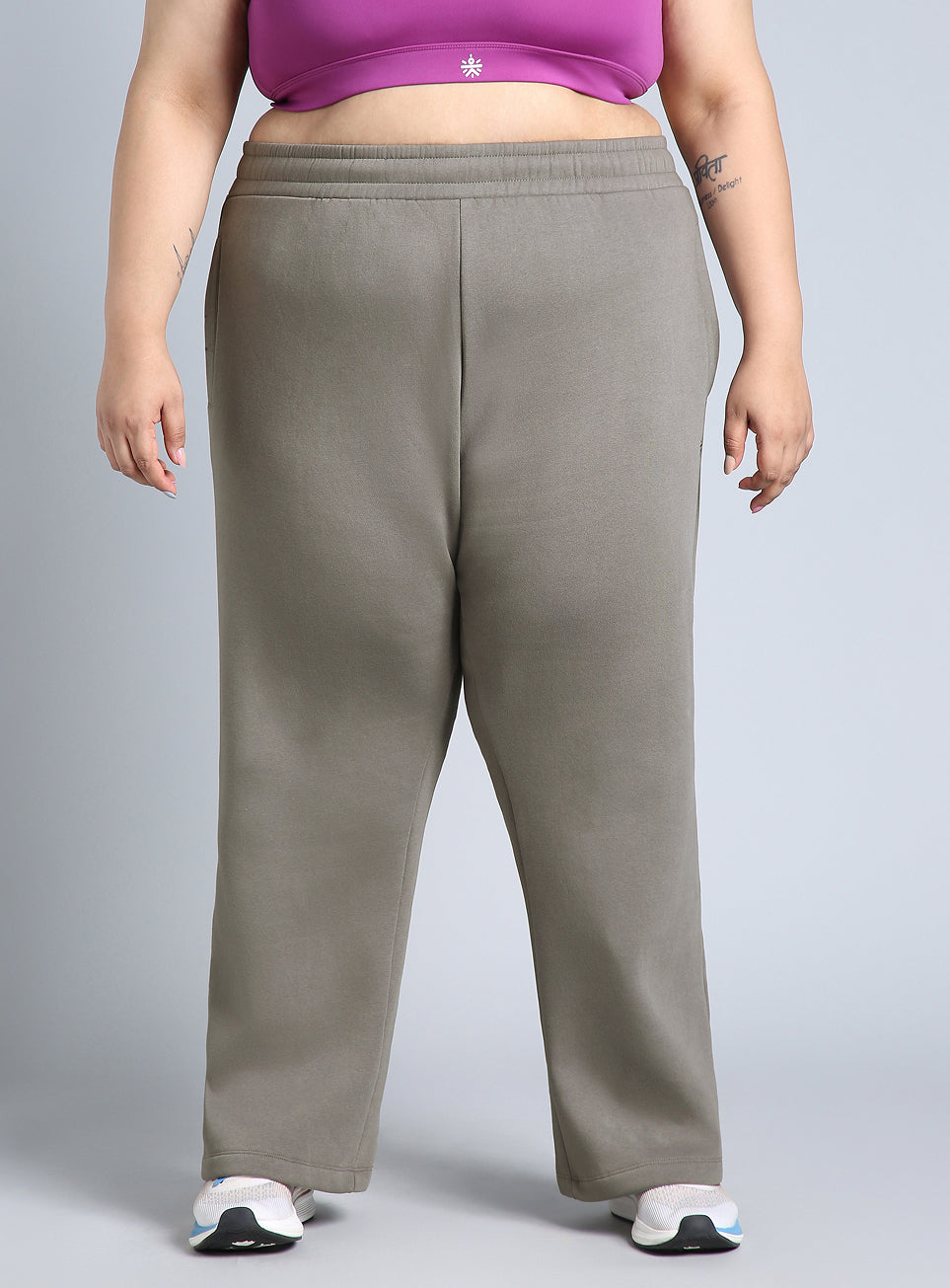 Women's Grey Plus Size Athleisure Trackpants