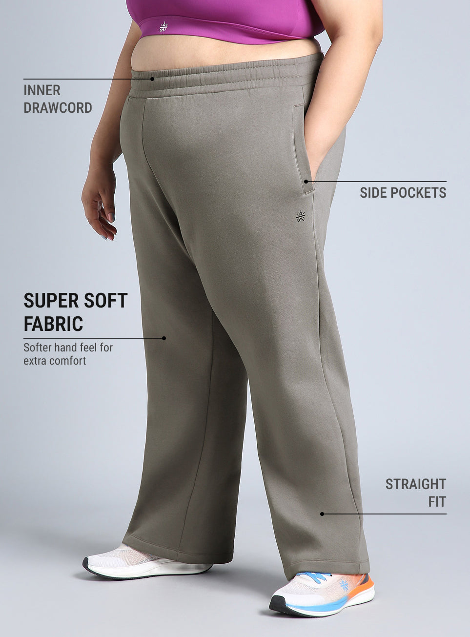 Women's Grey Plus Size Athleisure Trackpants