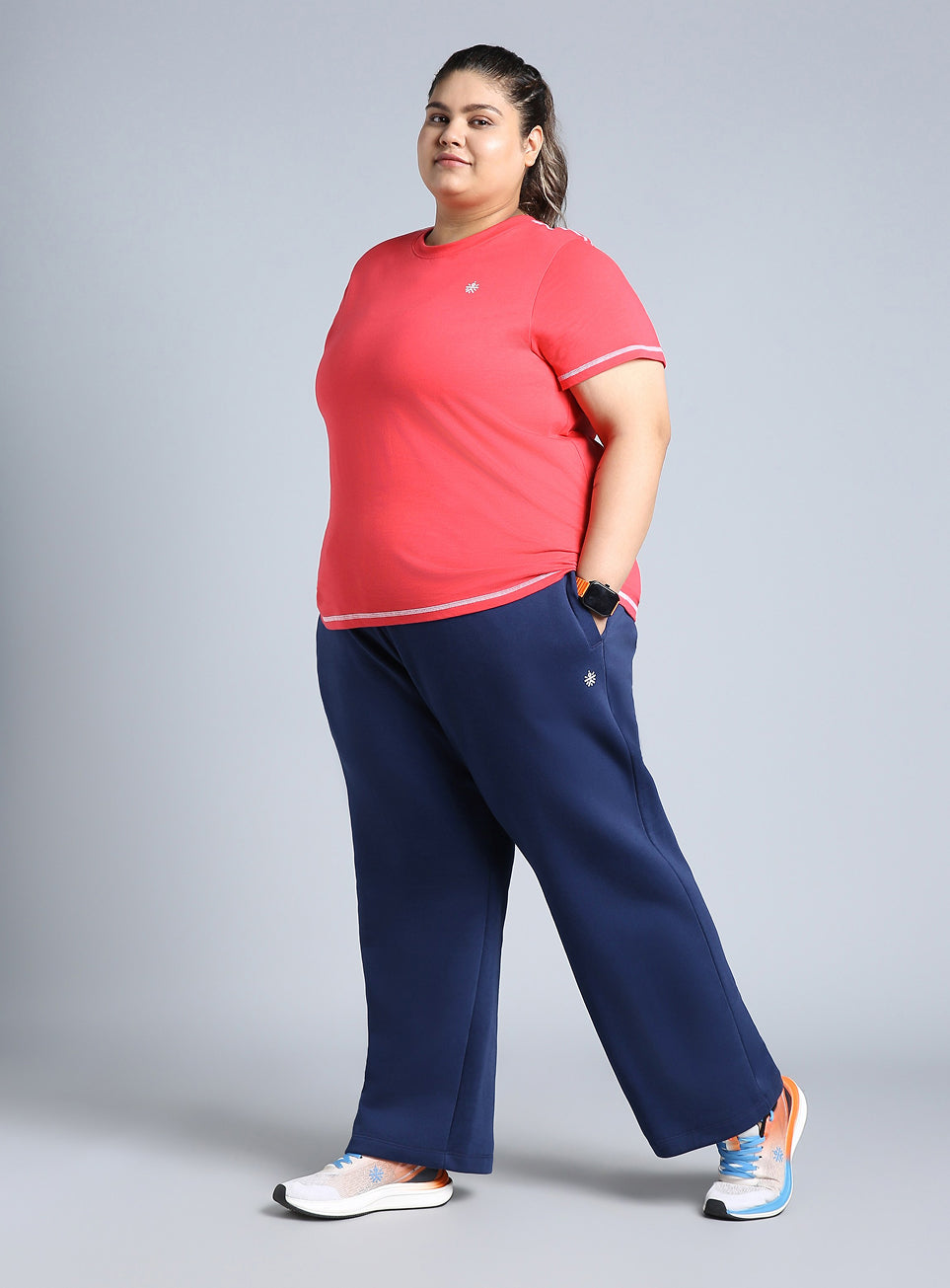 Women's Blue Plus Size Athleisure Trackpants