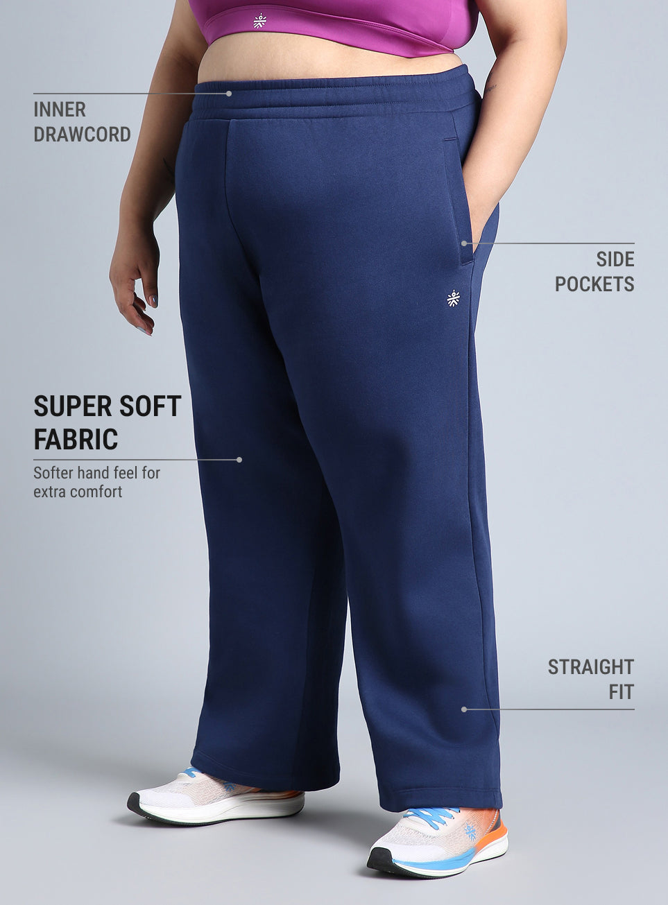 Women's Blue Plus Size Athleisure Trackpants
