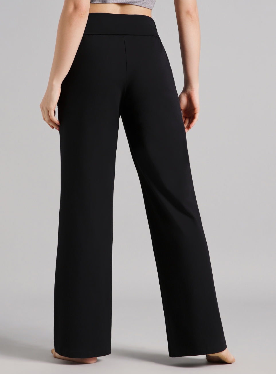 Women's Black Flow Form Yoga Wde Leg Pants