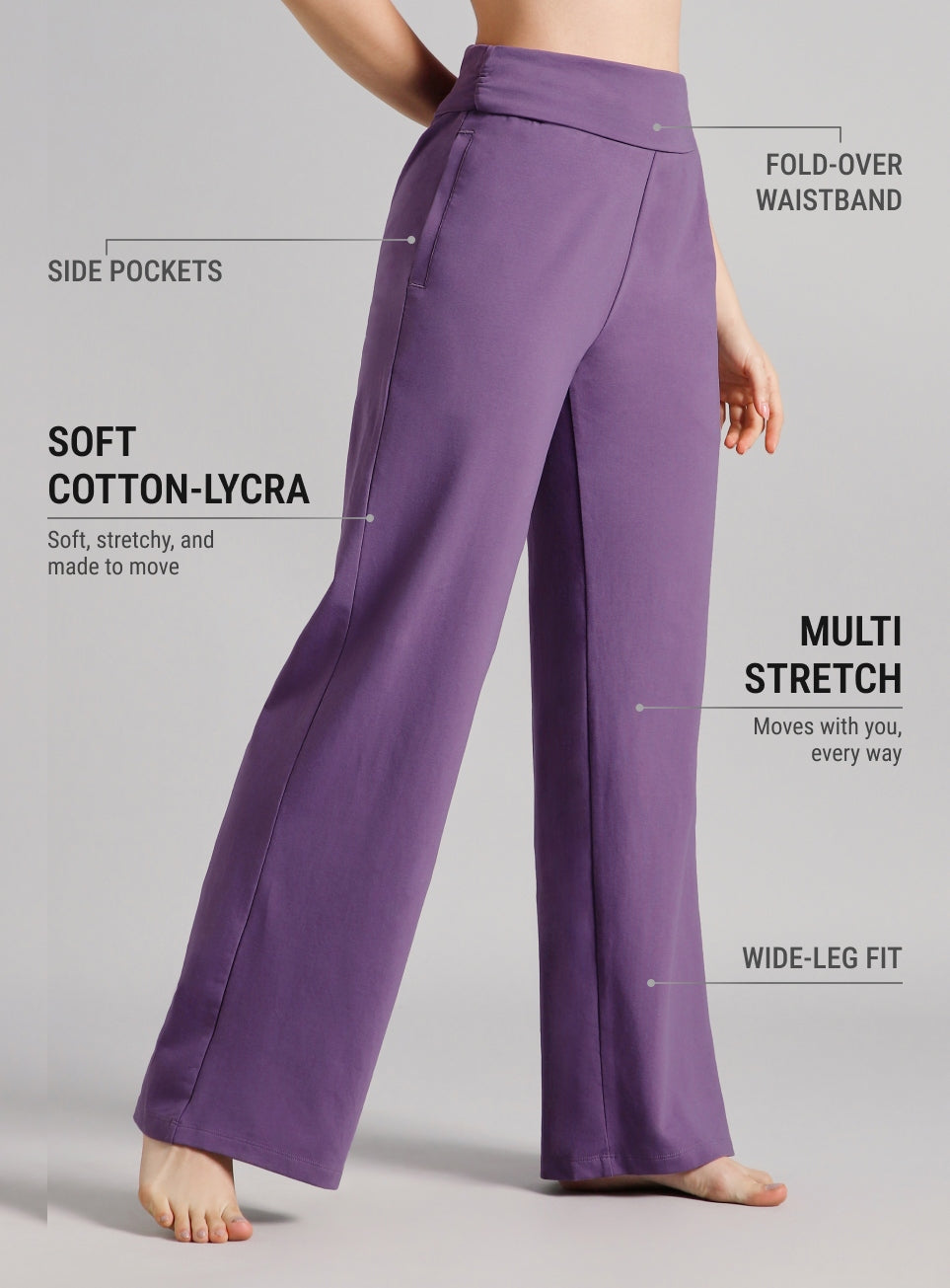 Women's Purple Flow Form Yoga Wide Leg Pants