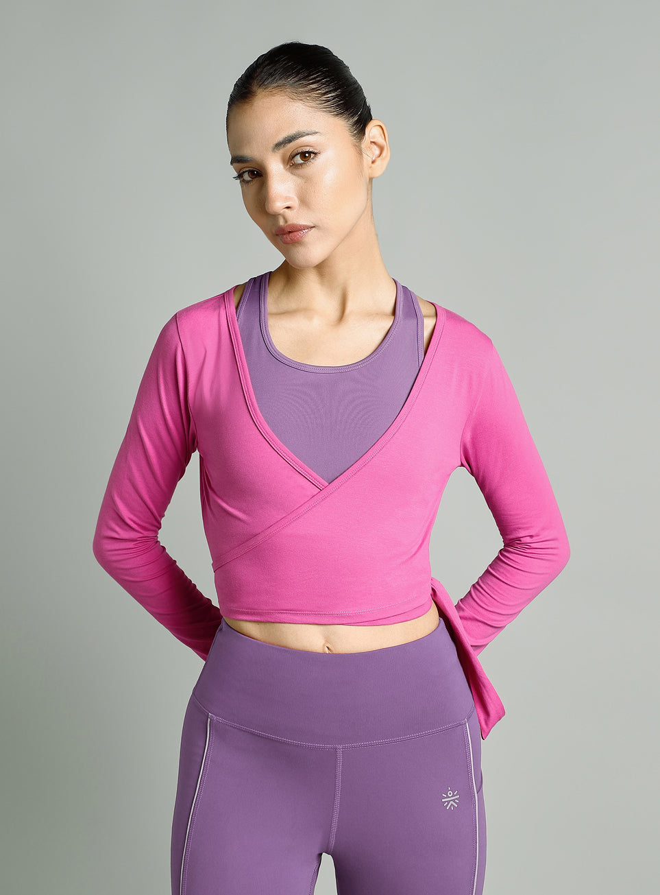 Women's Pink Back Wrap Around Flow Yoga Tank