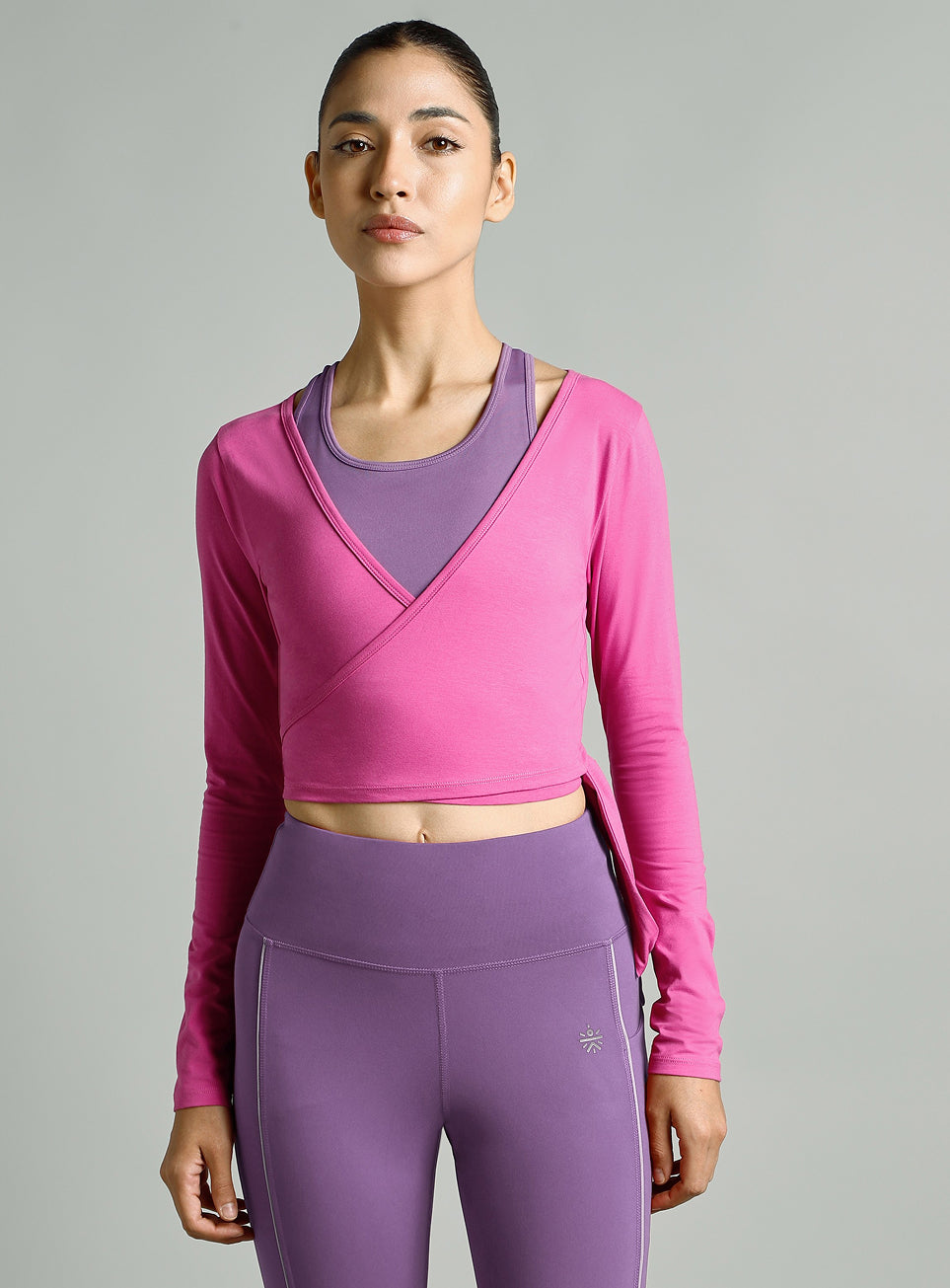 Women's Pink Back Wrap Around Flow Yoga Tank