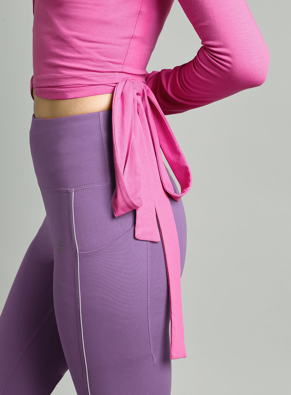 Women's Pink Back Wrap Around Flow Yoga Tank